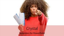  Presentation with elementary school african american female - Beautiful presentation theme featuring african american tourist woman holding backdrop and a red colored foreground