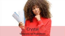  Presentation with elementary school female career day african american - Slides having african american tourist woman holding background and a red colored foreground