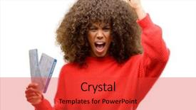  Presentation with african american students - Cool new slides with african american tourist woman holding backdrop and a  colored foreground