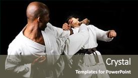  Presentation with karate - Presentation design having african american versus caucasian karate background and a gray colored foreground