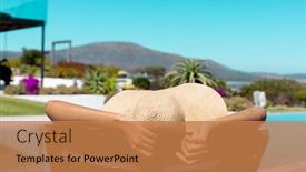  Presentation with quality life - PPT theme enhanced with african-american-wearing-straw-hat background and a coral colored foreground