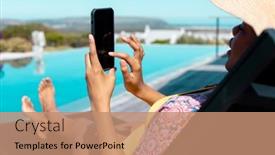  Presentation with quality life - Theme having african-american-wearing-straw-hat background and a coral colored foreground