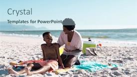  Presentation with skincare - Presentation design consisting of african-american-woman-applying-sunscreen background and a sky blue colored foreground