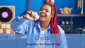  Presentation with music african american jazz musician - Presentation theme enhanced with african-american-woman-artist-singing background and a light blue colored foreground