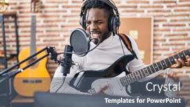  Presentation with electrical - Slides featuring african-american-woman-artist-singing background and a dark gray colored foreground