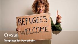  Presentation with african american woman question - Amazing PPT layouts having african-american-woman-asking backdrop and a coral colored foreground