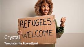  Presentation with immigration - Presentation design consisting of african-american-woman-asking background and a coral colored foreground