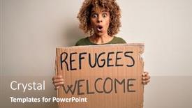  Presentation with immigration - Presentation design having african-american-woman-asking background and a coral colored foreground