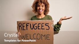  Presentation with immigration - Audience pleasing theme consisting of african-american-woman-asking backdrop and a tawny brown colored foreground