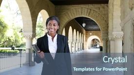  Presentation with african american college students - Slide deck consisting of african american woman at college background and a ocean colored foreground