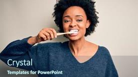  Presentation with tooth paste - PPT layouts featuring african-american-woman-brushing background and a navy blue colored foreground