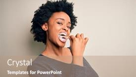  Presentation with tooth paste - Beautiful slides featuring african-american-woman-brushing backdrop and a coral colored foreground