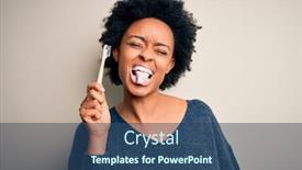  Presentation with tooth paste - Beautiful slide deck featuring african-american-woman-brushing backdrop and a ocean colored foreground