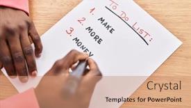  Presentation with african american business - Theme having african-american-woman-business-worker background and a coral colored foreground