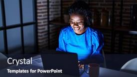  Presentation with african american business - Presentation theme with african-american-woman-business-worker background and a navy blue colored foreground