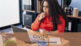  Presentation with african american business - PPT layouts featuring african-american-woman-business-worker background and a coral colored foreground
