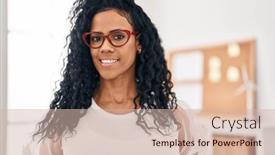  Presentation with african american business - PPT layouts consisting of african-american-woman-business-worker background and a soft green colored foreground