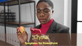  Presentation with african american business - Theme having african-american-woman-business-worker background and a tawny brown colored foreground