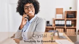  Presentation with african american business - Theme featuring african-american-woman-business-worker background and a coral colored foreground