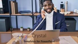  Presentation with bussiness - Presentation enhanced with african-american-woman-bussiness-worker background and a coral colored foreground