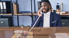  Presentation with bussiness - Presentation theme having african-american-woman-bussiness-worker background and a coral colored foreground