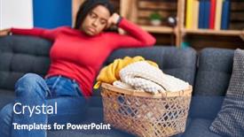  Presentation with african american seniors - Presentation design featuring african-american-woman-cleaner-tired background and a ocean colored foreground