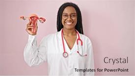  Presentation with uterus - Presentation theme having african-american-woman-doctor-holding background and a lemonade colored foreground