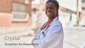  Presentation with doctor african - Slides consisting of african-american-woman-doctor-smiling background and a lemonade colored foreground