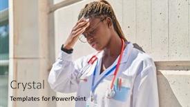  Presentation with doctor african - PPT theme consisting of african-american-woman-doctor-stressed background and a soft green colored foreground