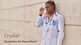  Presentation with doctor african - Slide deck featuring african-american-woman-doctor-stressed background and a soft green colored foreground