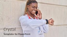  Presentation with doctor african - PPT theme having african-american-woman-doctor-talking background and a lemonade colored foreground