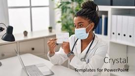  Presentation with doctor african - Presentation design featuring african-american-woman-doctor-wearing background and a light gray colored foreground