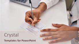  Presentation with doctor african - PPT layouts having african-american-woman-doctor-writing background and a soft green colored foreground