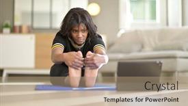  Presentation with virtual class - Audience pleasing PPT layouts consisting of african-american-woman-doing-virtual backdrop and a coral colored foreground