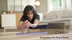  Presentation with virtual class - Amazing PPT theme having african-american-woman-doing-virtual backdrop and a coral colored foreground