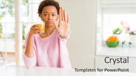  Presentation with ophthalmology african american models - Slide set having african american woman driking orange background and a sky blue colored foreground