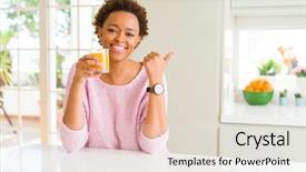  Presentation with african american presenter - Amazing presentation design having african american woman driking orange backdrop and a  colored foreground