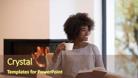  Presentation with african america - Amazing PPT theme having african american woman drinking cup backdrop and a tawny brown colored foreground