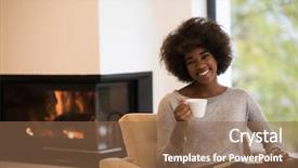  Presentation with coffee book - Presentation theme enhanced with african american woman drinking cup background and a violet colored foreground