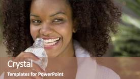  Presentation with drinking water - Colorful slides enhanced with african american woman drinking mineral backdrop and a coral colored foreground