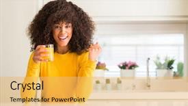  Presentation with drinking glass - Colorful PPT theme enhanced with african american woman drinking orange backdrop and a yellow colored foreground