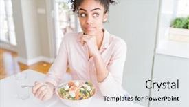  Presentation with thinking brain - Colorful presentation enhanced with african american woman eating healthy backdrop and a  colored foreground