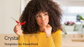  Presentation with african american woman question - Colorful PPT theme enhanced with  backdrop and a  colored foreground