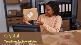  Presentation with african american business - Presentation having african-american-woman-ecommerce-business background and a tawny brown colored foreground