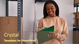  Presentation with african american business - Presentation design having african-american-woman-ecommerce-business background and a violet colored foreground