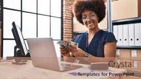  Presentation with australian - Presentation consisting of african-american-woman-ecommerce-business background and a coral colored foreground