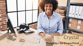  Presentation with accounting - PPT layouts having african-american-woman-ecommerce-business background and a coral colored foreground