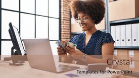  Presentation with australian - Slides featuring african-american-woman-ecommerce-business background and a coral colored foreground
