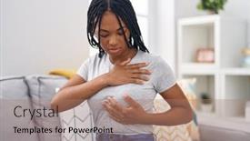  Presentation with motherhood and african american - Theme having african-american-woman-examining-breast background and a coral colored foreground