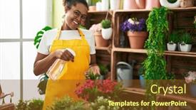  Presentation with diffuser - Presentation theme enhanced with african-american-woman-florist-using background and a tawny brown colored foreground